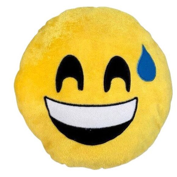 Set of 3 Emojination Pillows 13" Round Smile w/Sweat, Laugh to Tear, Sunglasses - Picture 3 of 6